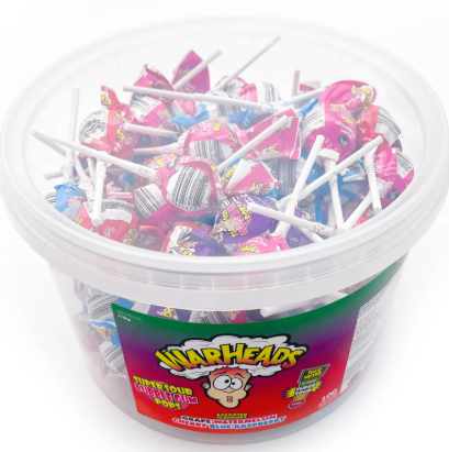 Warheads Bubblegum Lollis - Super Sour 100x17g