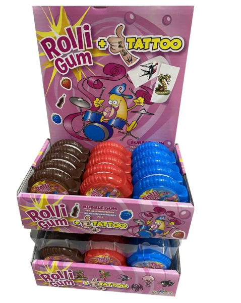 Funny Candy Rolli Gum + Tattoo 30 x 15g